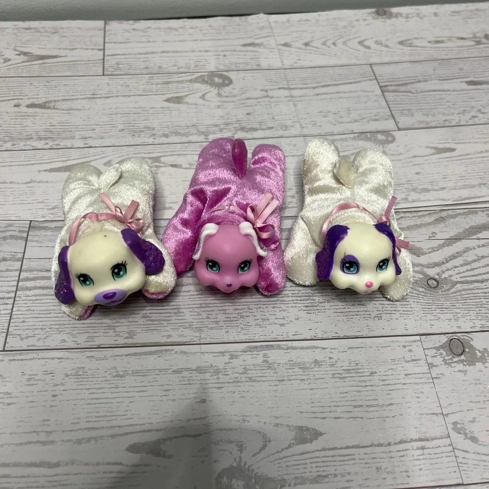 Puppy Surprise Mini Plush Puppies Set of 3 Pink White Purple Vintage Style Toy